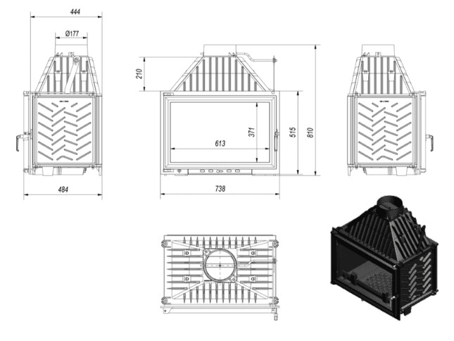 Kominek powietrzny żeliwny KRATKI OLIWIA DECO 16 kW Ø 200 - obrazek 6