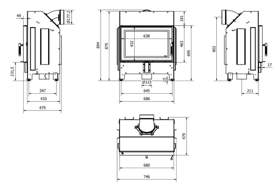 Kominek KRATKI ZIBI ECO 9,9 kW Ø 180 z domykaniem - obrazek 5