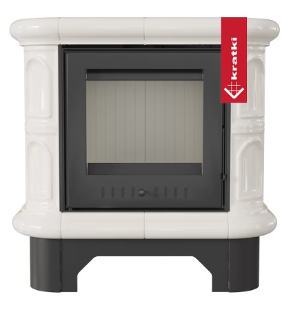Piec stalowo-kaflowy WK440 Ø 130 5,5 kW kremowy kafel - obrazek 2