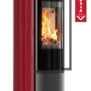 Piec stalowy ERIK Ø 150 5,5 kW kafel bordowy, pokrywa stalowa