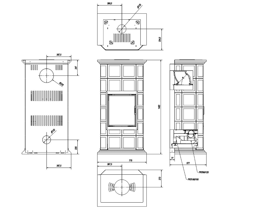 Kominek wolnostojący KRATKI NADIA MILANO 7 kW Ø 200 - obrazek 6