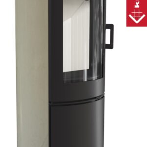 Piec stalowy koza KRATKI AB S/DR ECO 5,5 kW Ø 150 okładzina ozdobna krem