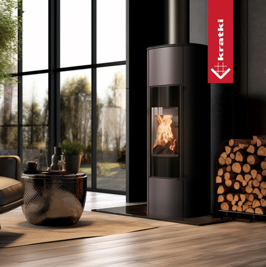 Piec wolnostojący stalowy KRATKI AB ENYO R Wysoki 5,5 kW Ø 100/150 - obrazek 5