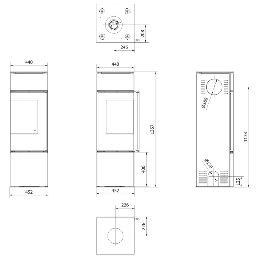 Piec stalowy KRATKI REN/S lewy Ø 150 7 kW - obrazek 7