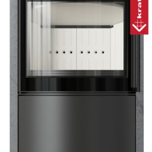Stalowy piec wolnostojący BJORN Ø 150 7kW ozdobna ceramika akumulacyjna GREY SATIN pokrywa stalowa