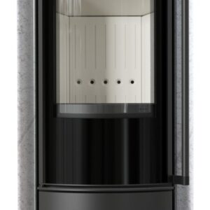 Piec wolnostojący KRATKI ERIK Ø 150 5,5 kW ozdobna ceramika akumulacyjna GREY SATIN pokrywa ceramiczna