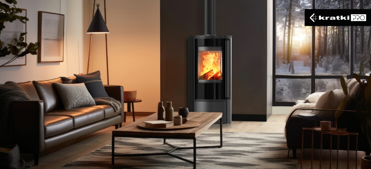 Piec wolnostojący KRATKI ERIK Ø 150 5,5 kW ozdobna ceramika akumulacyjna GREY SATIN pokrywa ceramiczna, z domykaniem - obrazek 4