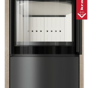 Stalowy piec wolnostojący BJORN Ø 150 7kW ozdobna ceramika akumulacyjna GOLD SATIN; pokrywa ceramiczna