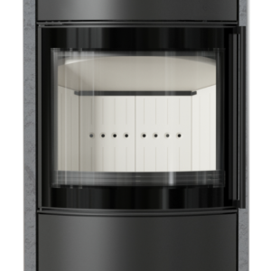 Stalowy piec wolnostojący BJORN / W Ø 150 7kW Wysoka ozdobna ceramika akumulacyjna GREY SATIN; pokrywa stalowa