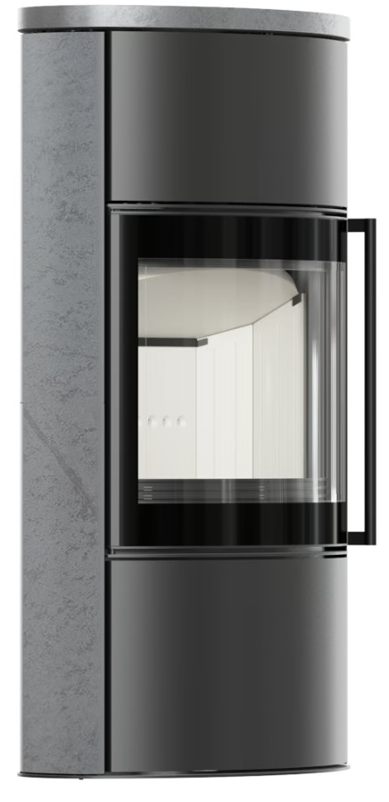 Stalowy piec wolnostojący BJORN / W Ø 150 7kW Wysoka ozdobna ceramika akumulacyjna GREY SATIN; pokrywa ceramiczna, z domykaniem - obrazek 2
