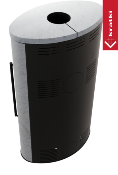 Stalowy piec wolnostojący BJORN / W Ø 150 7kW Wysoka ozdobna ceramika akumulacyjna GREY SATIN; pokrywa ceramiczna, z domykaniem - obrazek 3