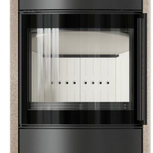 Stalowy piec wolnostojący BJORN / W Ø 150 7kW Wysoka ozdobna ceramika akumulacyjna GOLD SATIN; pokrywa ceramiczna, z domykaniem