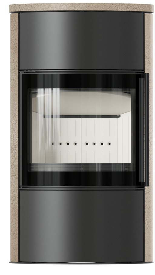 Stalowy piec wolnostojący BJORN / W Ø 150 7kW Wysoka ozdobna ceramika akumulacyjna GOLD SATIN; pokrywa ceramiczna