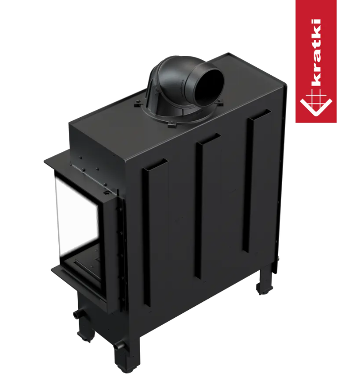 Kominek powietrzny stalowy KRATKI LUCY SLIM Prawy 10 kW Ø 160 z domykaniem - obrazek 4