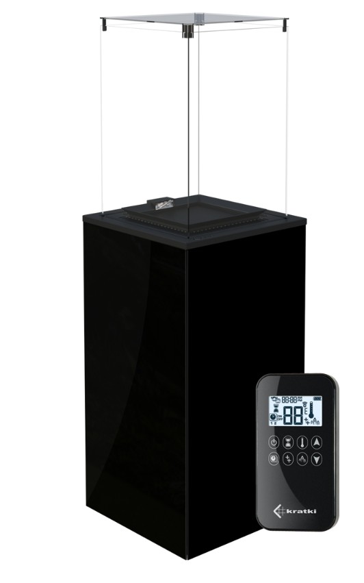 Ogrzewacz tarasowy Patio Mini panel szklany czarny sterowanie automatyczne 8,2 kW